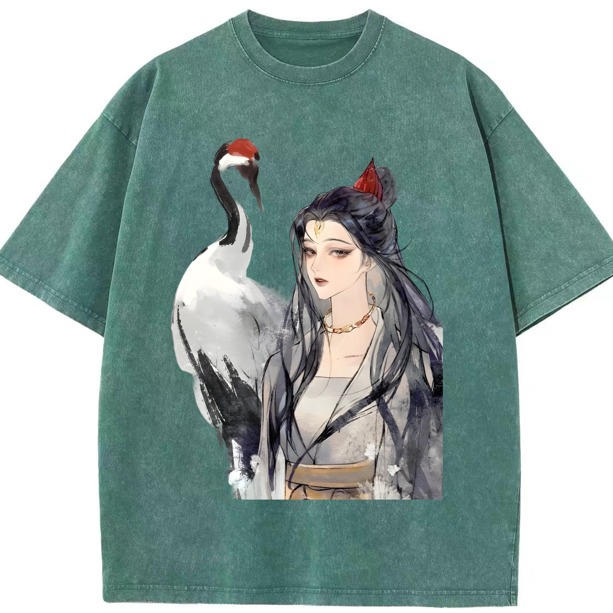 （画像用） Ne Zha 2 ナタ 魔童の大暴れ 綿100% ヴィンテージ風 半袖Tシャツ（フロントプリント）